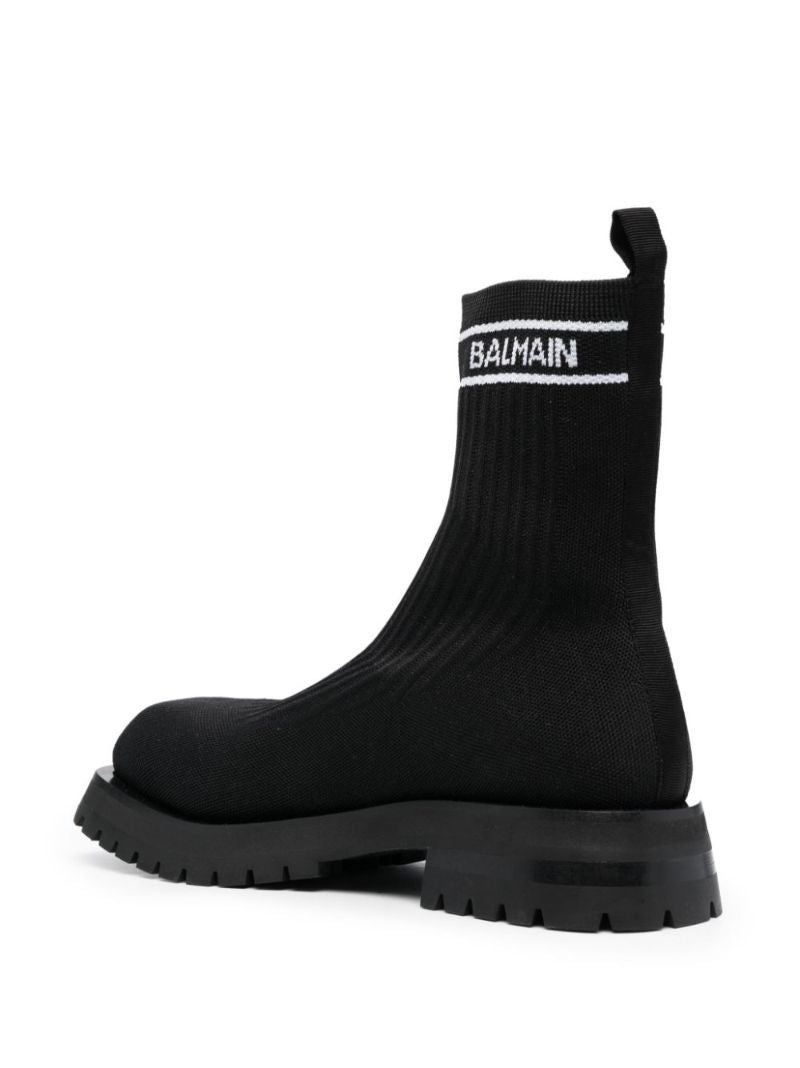 Black Knitted Sock Ankle Boots