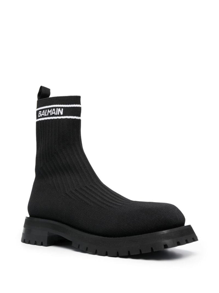 Black Knitted Sock Ankle Boots
