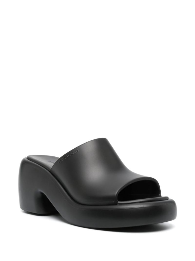 Black Chunky 55 Rubber Mules