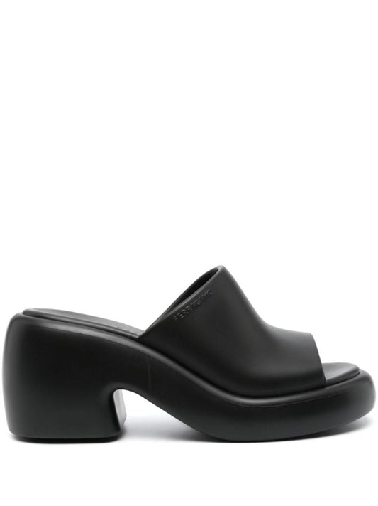 Black Chunky 55 Rubber Mules