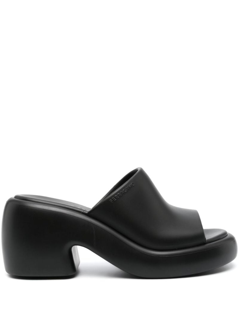 Black Chunky 55 Rubber Mules