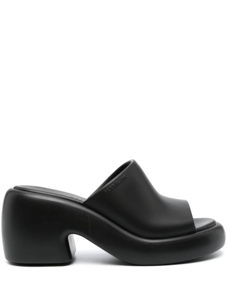 Black Chunky 55 Rubber Mules