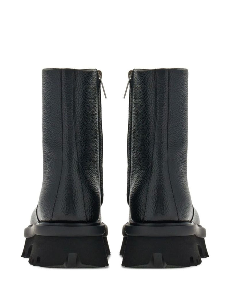 Black Leather Chunky Sole Boots