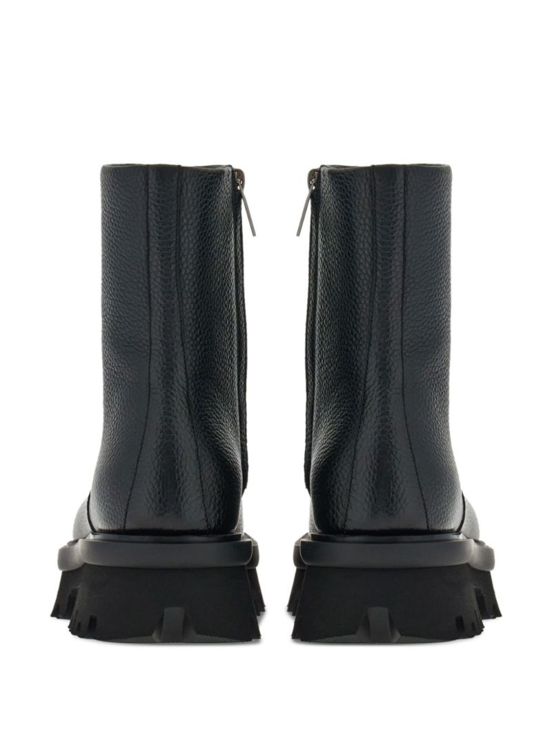 Black Leather Chunky Sole Boots