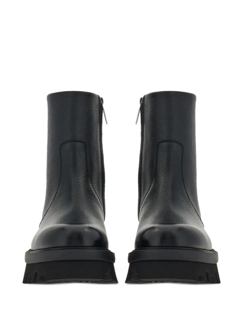 Black Leather Chunky Sole Boots