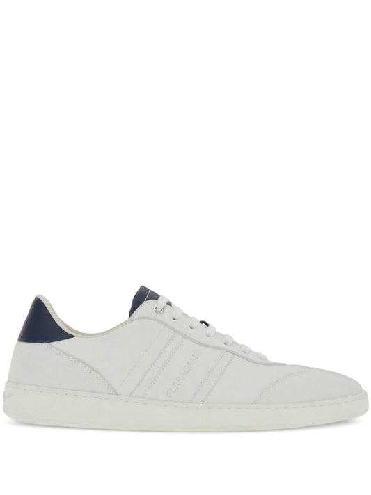 White Logo-debossed Leather Sneakers