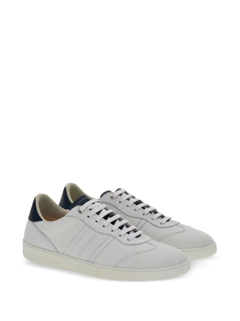 White Logo-debossed Leather Sneakers