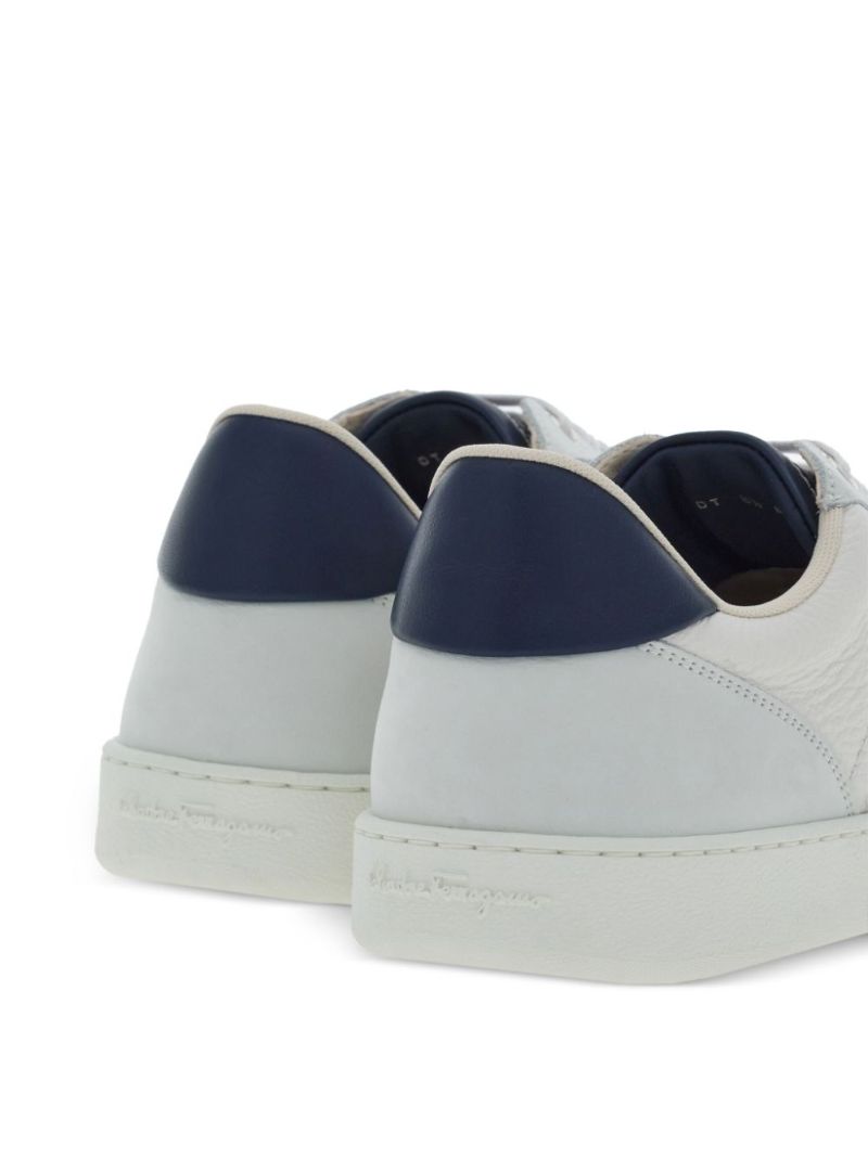 White Logo-debossed Leather Sneakers