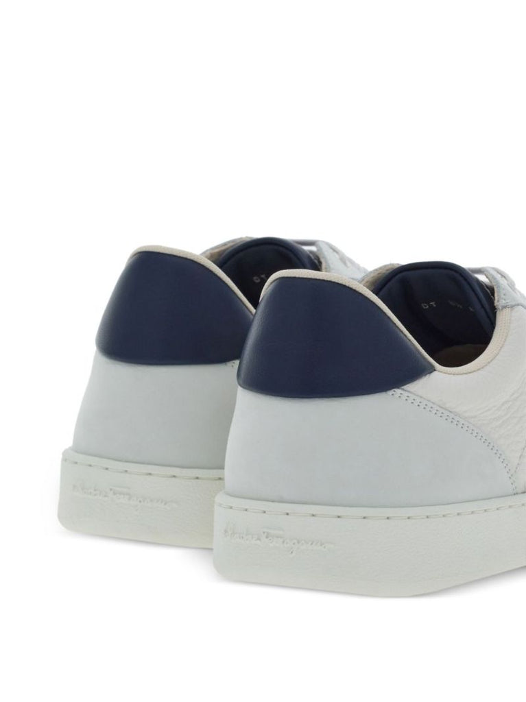 White Logo-debossed Leather Sneakers