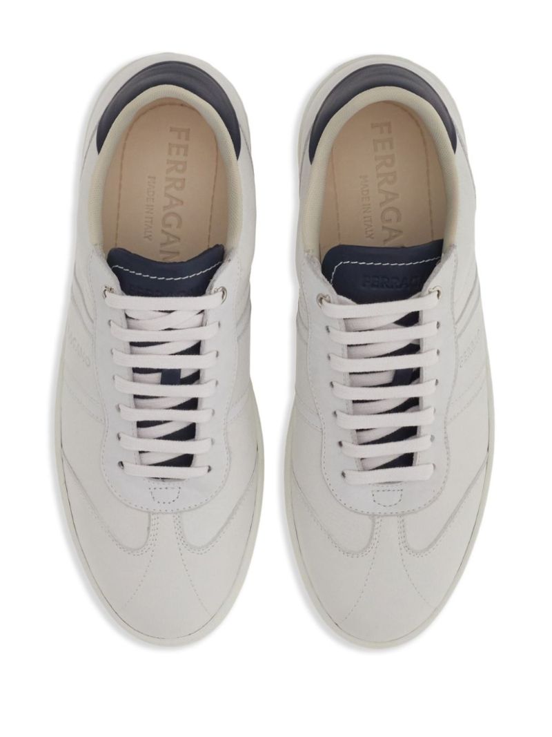 White Logo-debossed Leather Sneakers