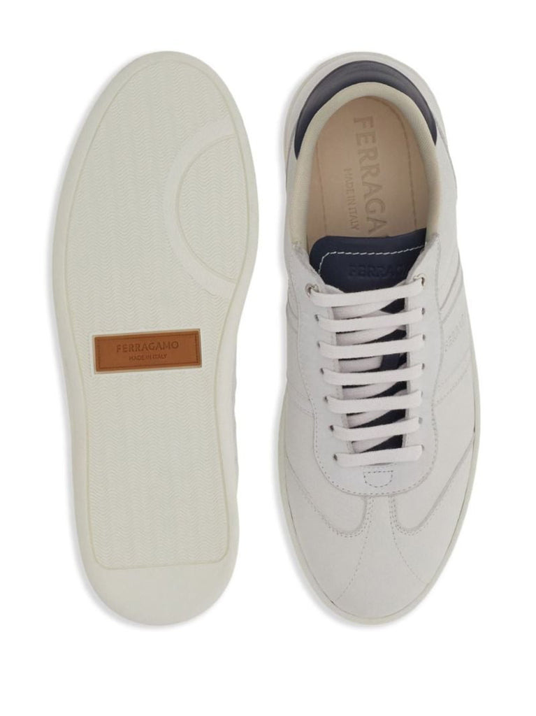 White Logo-debossed Leather Sneakers