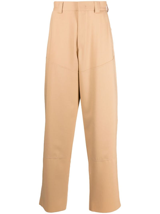 Neutral Straight-leg Wool Trousers