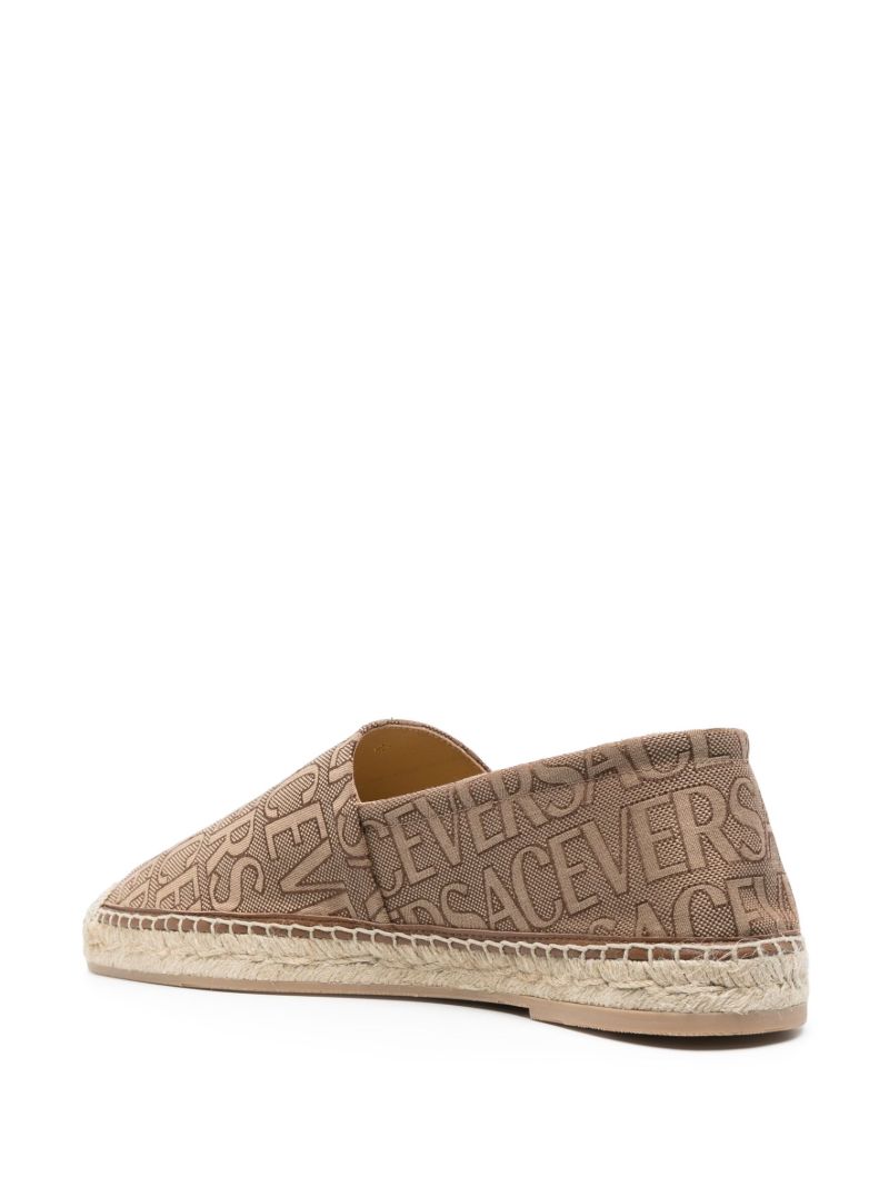 Brown Logo Print Canvas Espadrilles