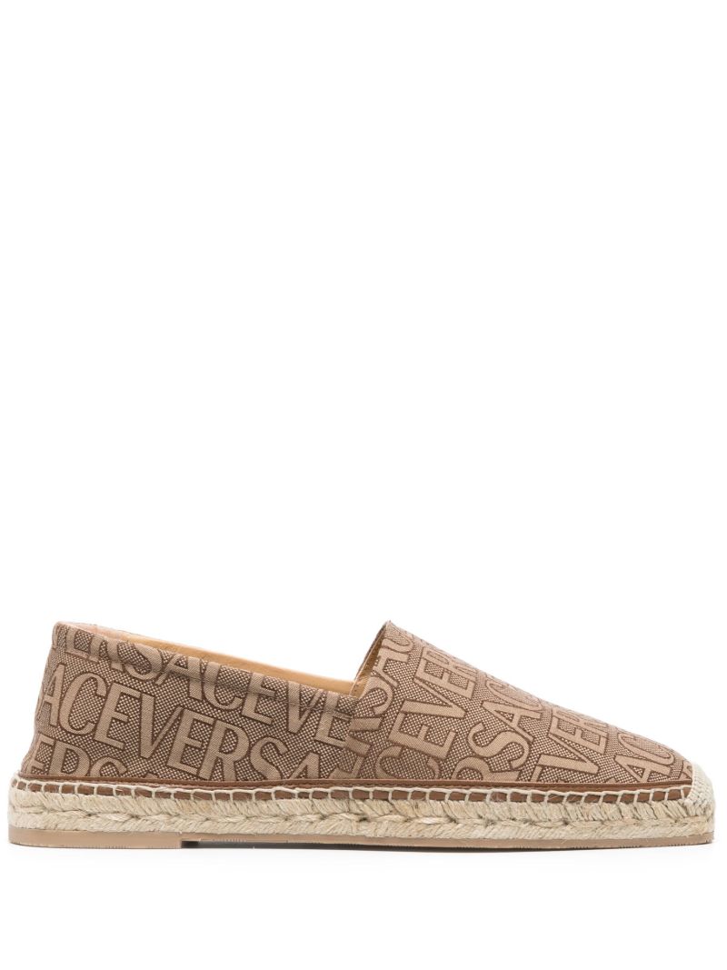 Brown Logo Print Canvas Espadrilles