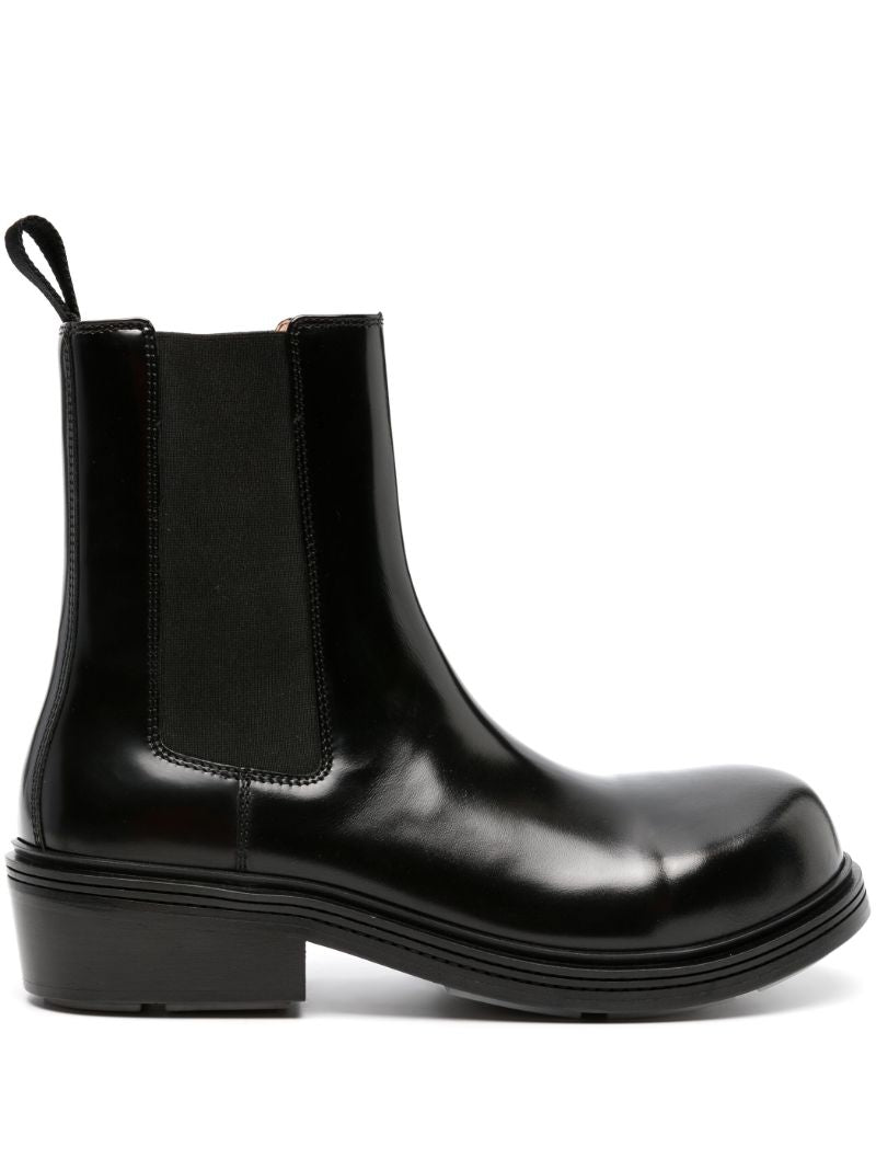 Black Fireman Leather Chelsea Boots