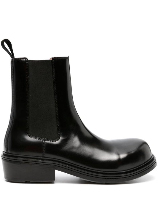 Black Fireman Leather Chelsea Boots