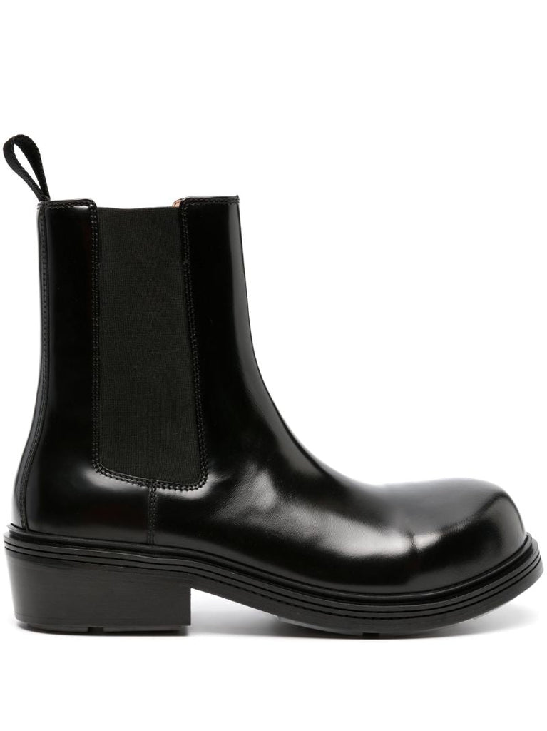 Black Fireman Leather Chelsea Boots