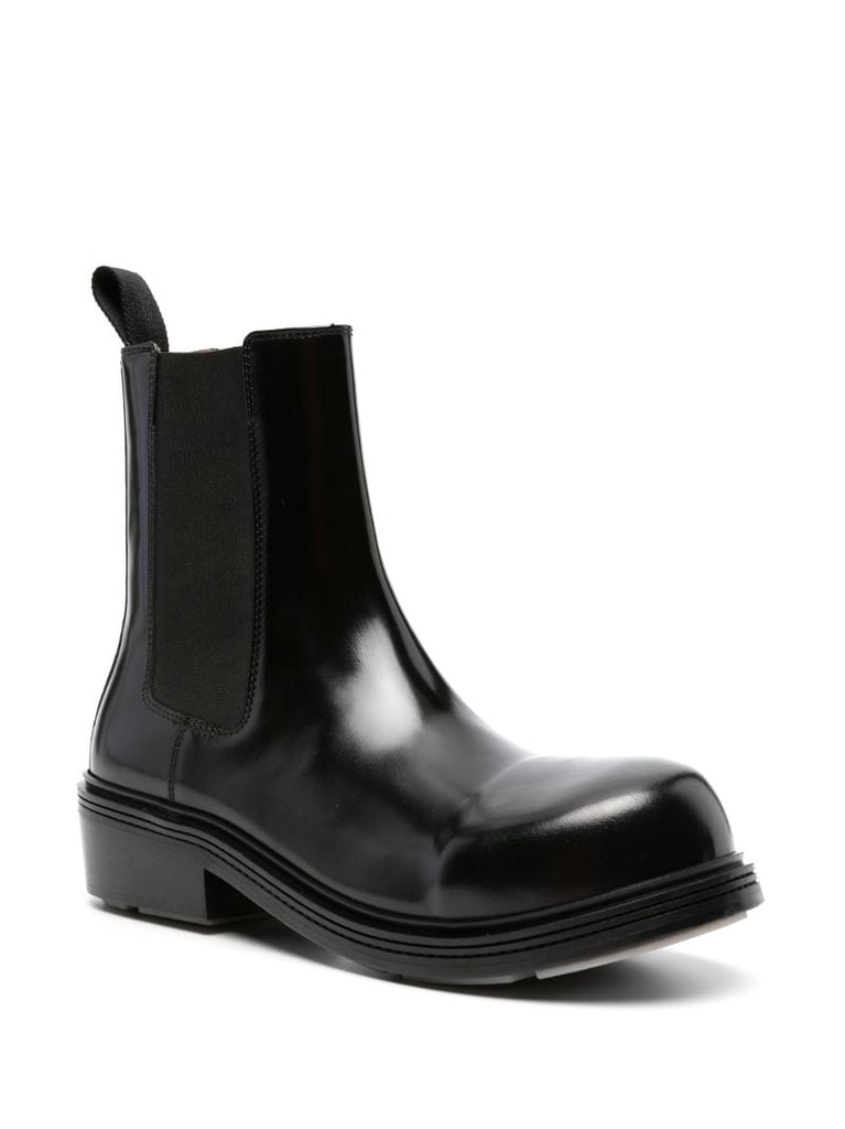 Black Fireman Leather Chelsea Boots