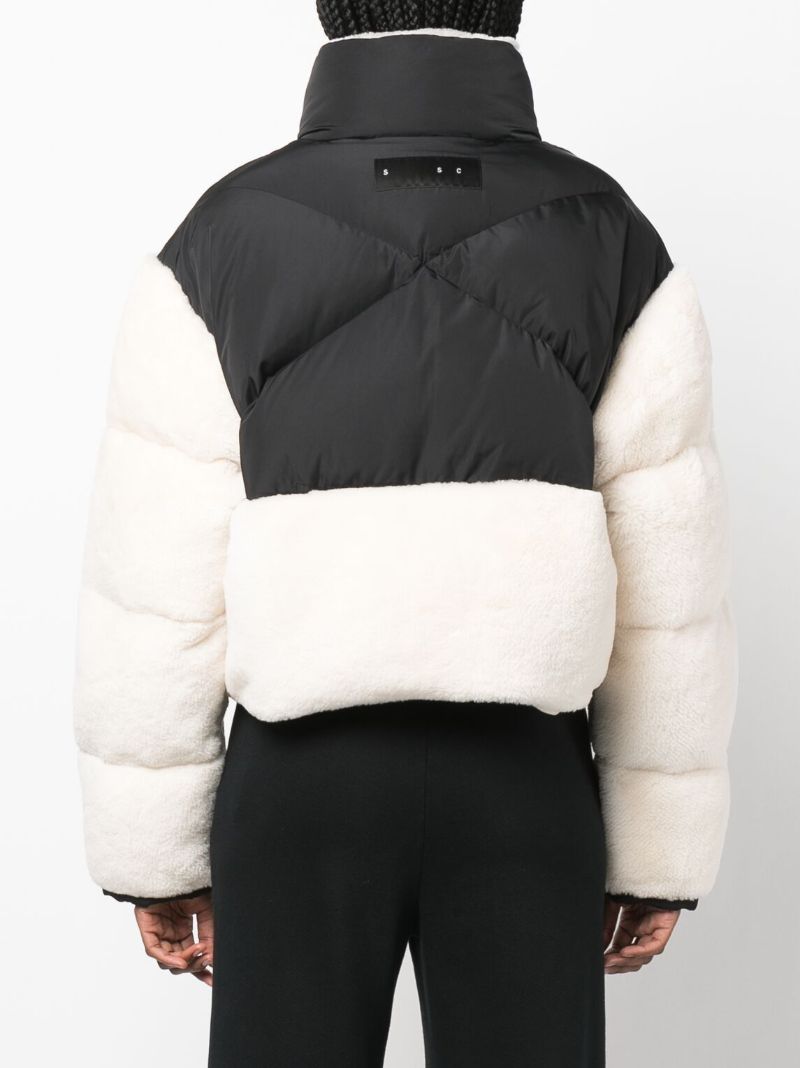 White Maya Shearling Short Puffer Jacket