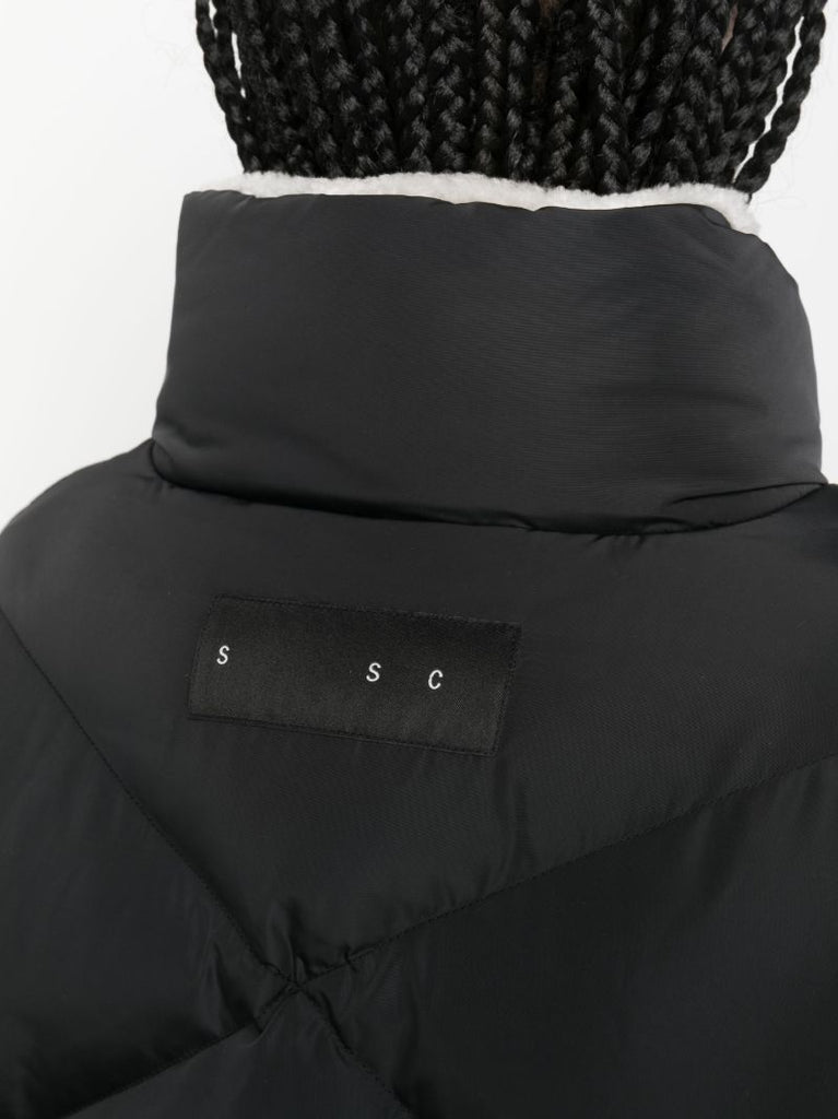 White Maya Shearling Short Puffer Jacket