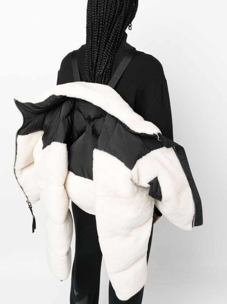 White Maya Shearling Short Puffer Jacket