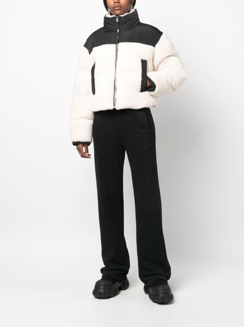 White Maya Shearling Short Puffer Jacket
