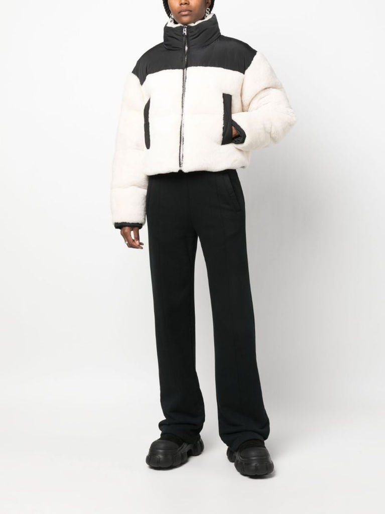 White Maya Shearling Short Puffer Jacket