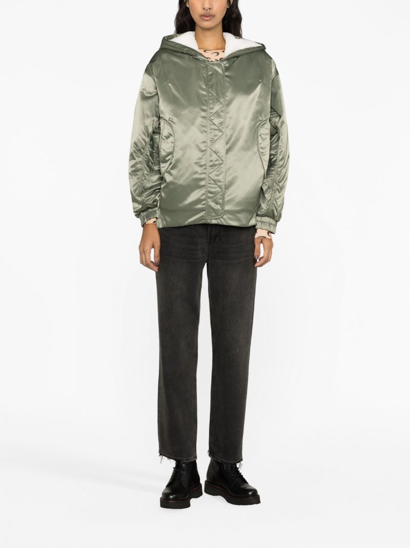 Green Nila Shearling Bomber Jacket