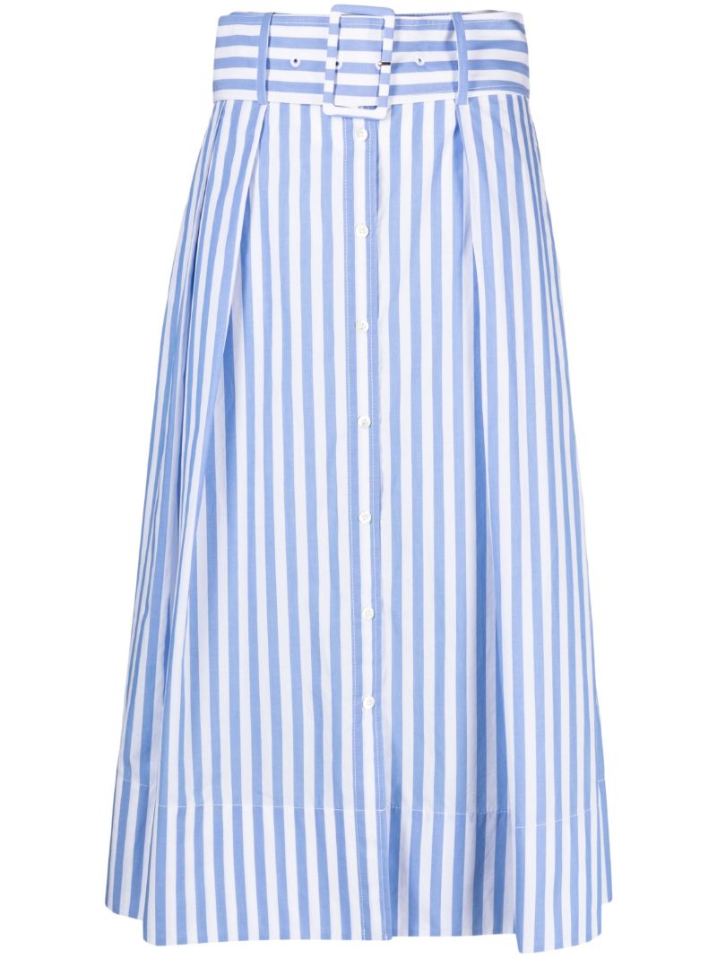 Blue Kingsley Striped Midi Skirt