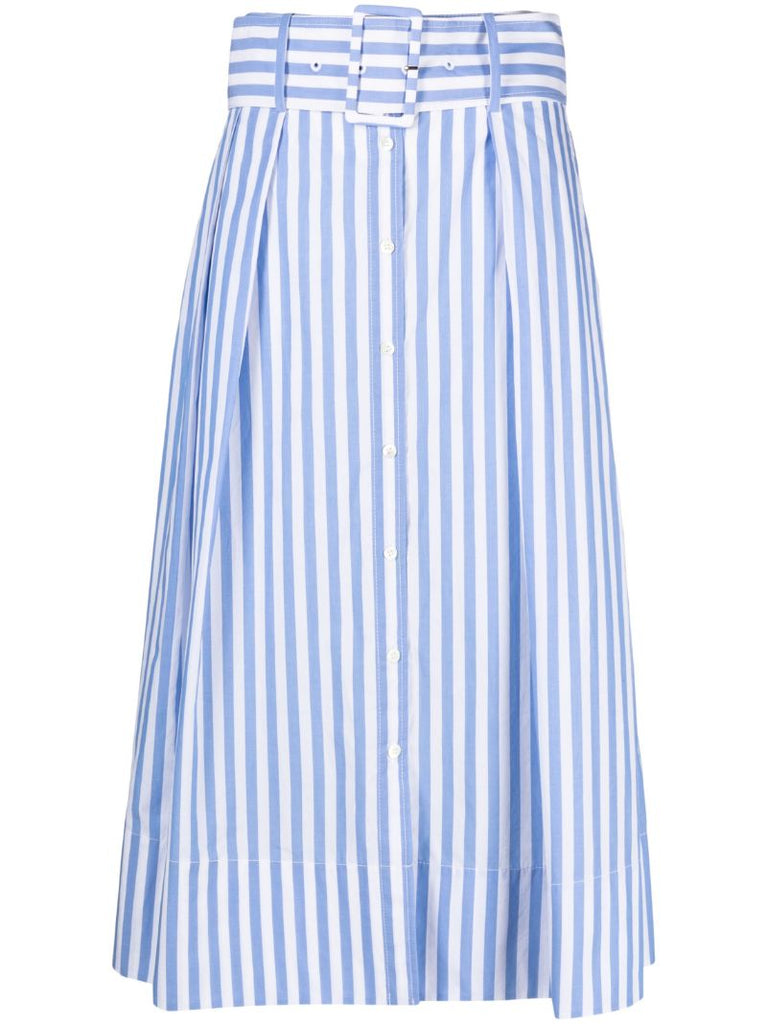 Blue Kingsley Striped Midi Skirt