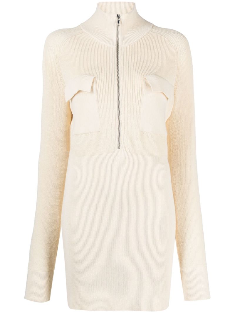 Neutral Rutu Ribbed Mini Dress