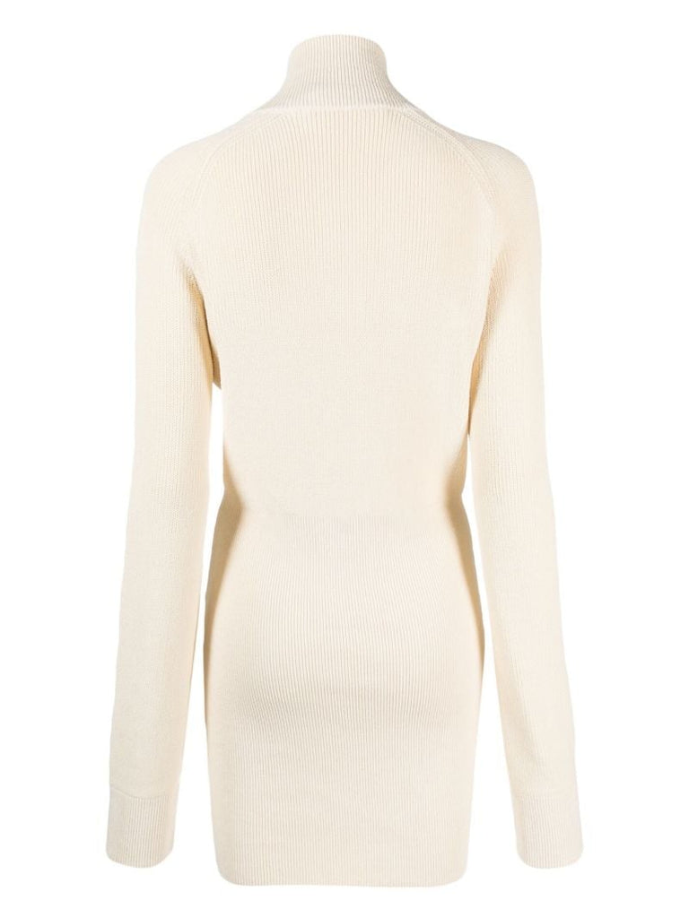 Neutral Rutu Ribbed Mini Dress