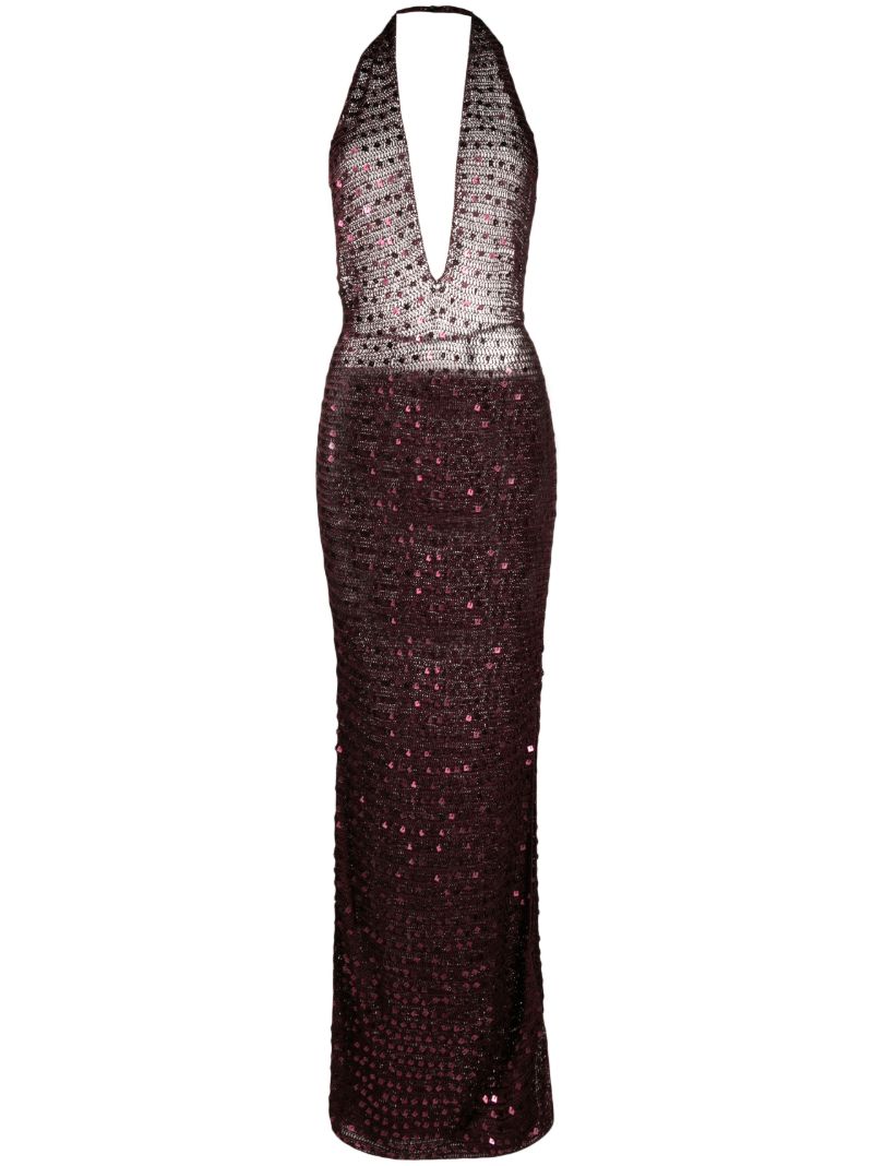 Red Enodia Sequin-embellished Dress