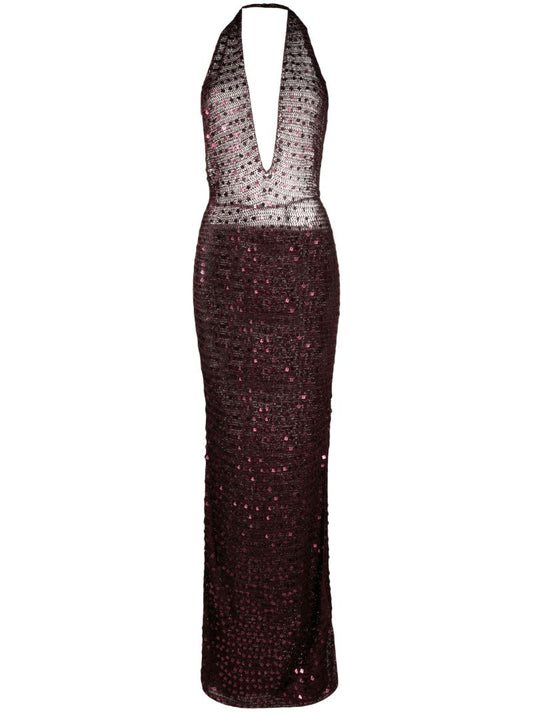 Red Enodia Sequin-embellished Dress
