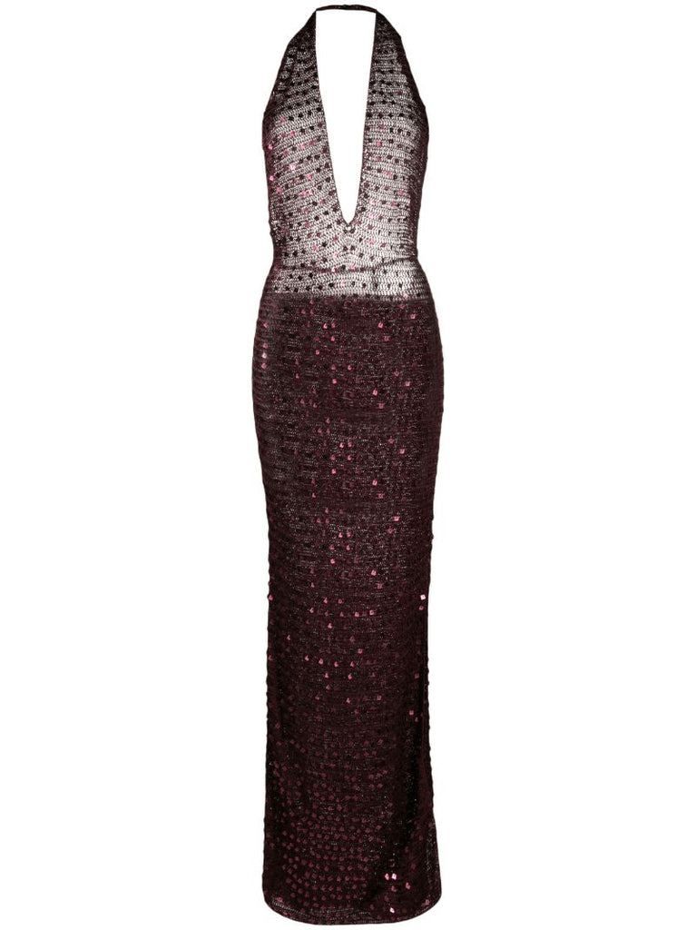 Red Enodia Sequin-embellished Dress