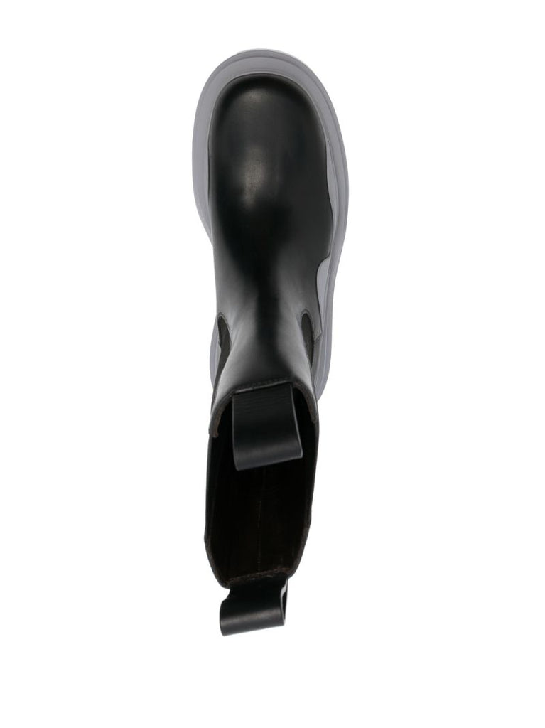 Black Tire Leather Chelsea Boots