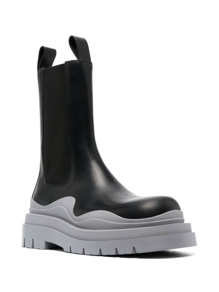 Black Tire Leather Chelsea Boots
