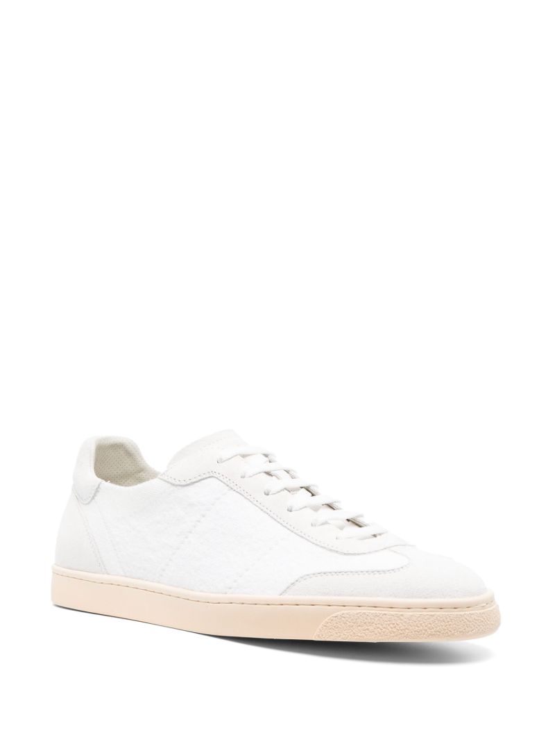 White Knit Suede Sneakers