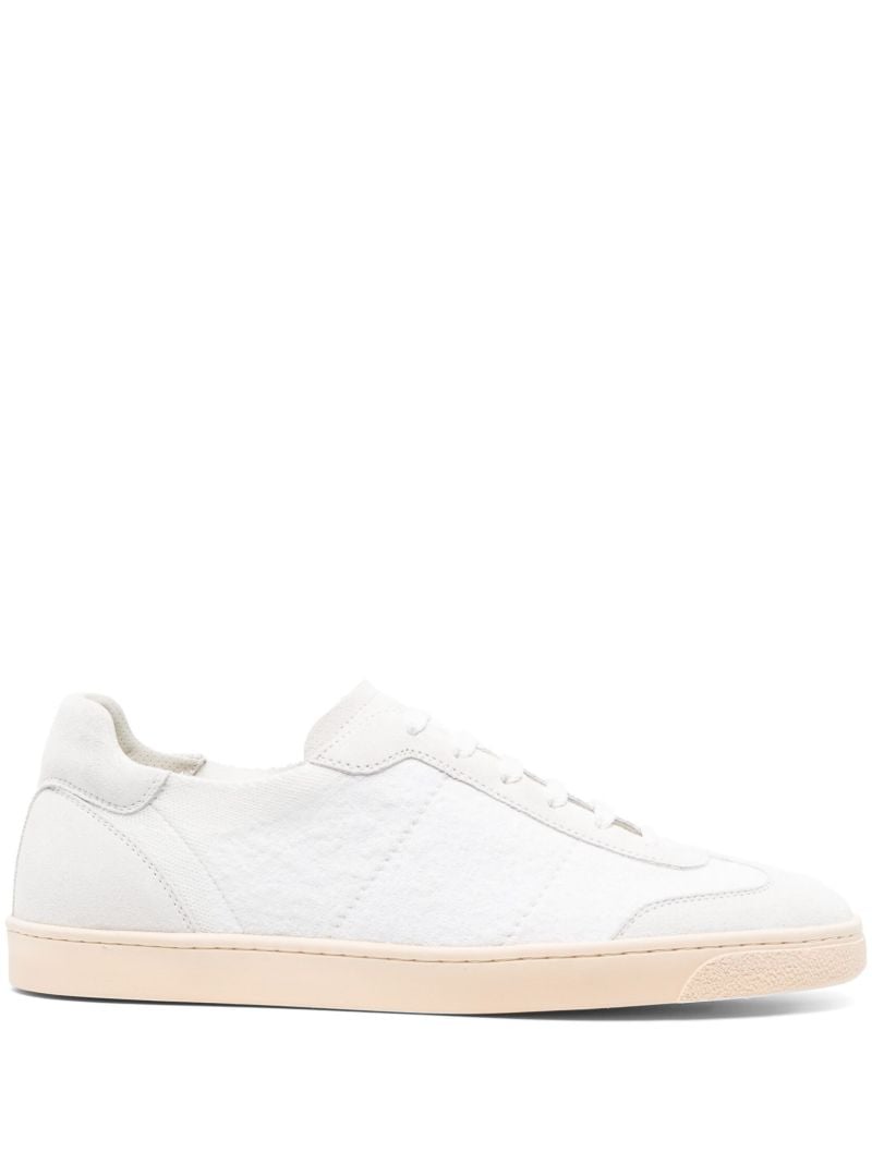 White Knit Suede Sneakers