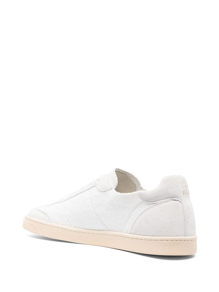 White Knit Suede Sneakers