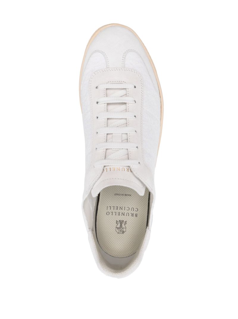 White Knit Suede Sneakers