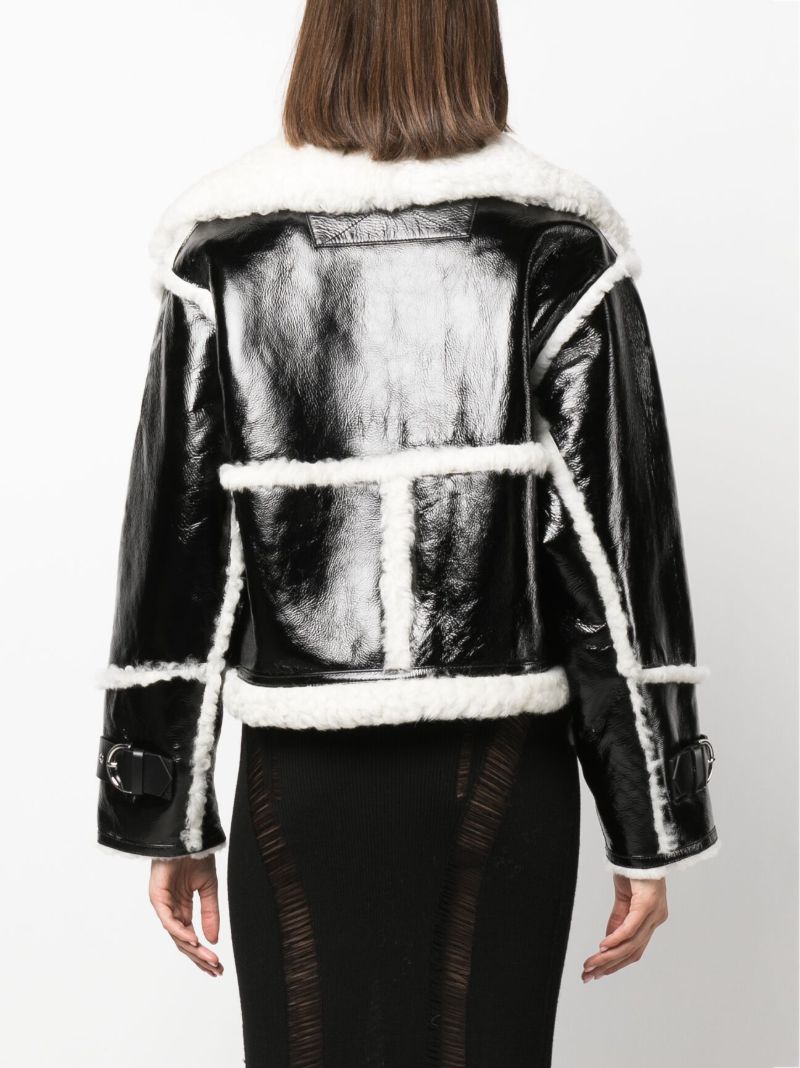 Black Reva Cropped Shearling Jacket
