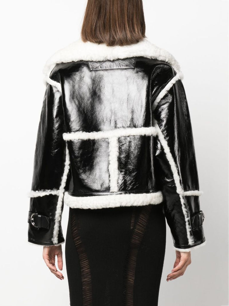 Black Reva Cropped Shearling Jacket