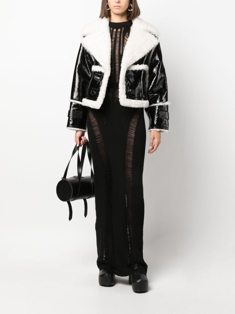 Black Reva Cropped Shearling Jacket