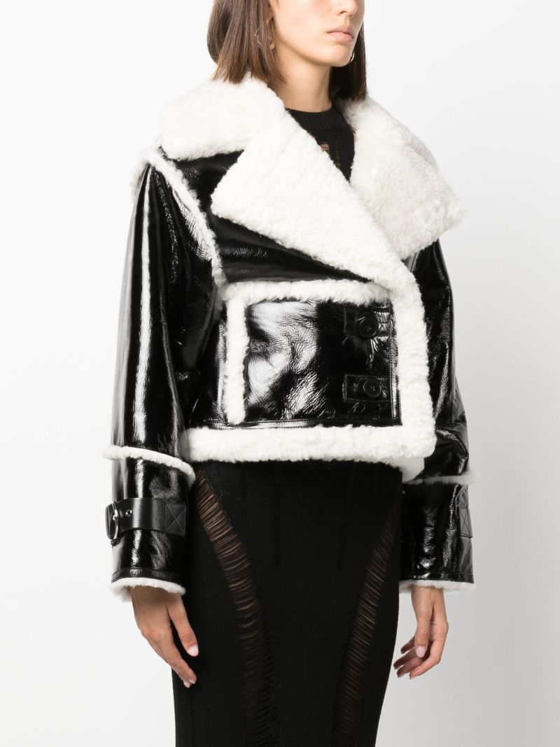 Black Reva Cropped Shearling Jacket