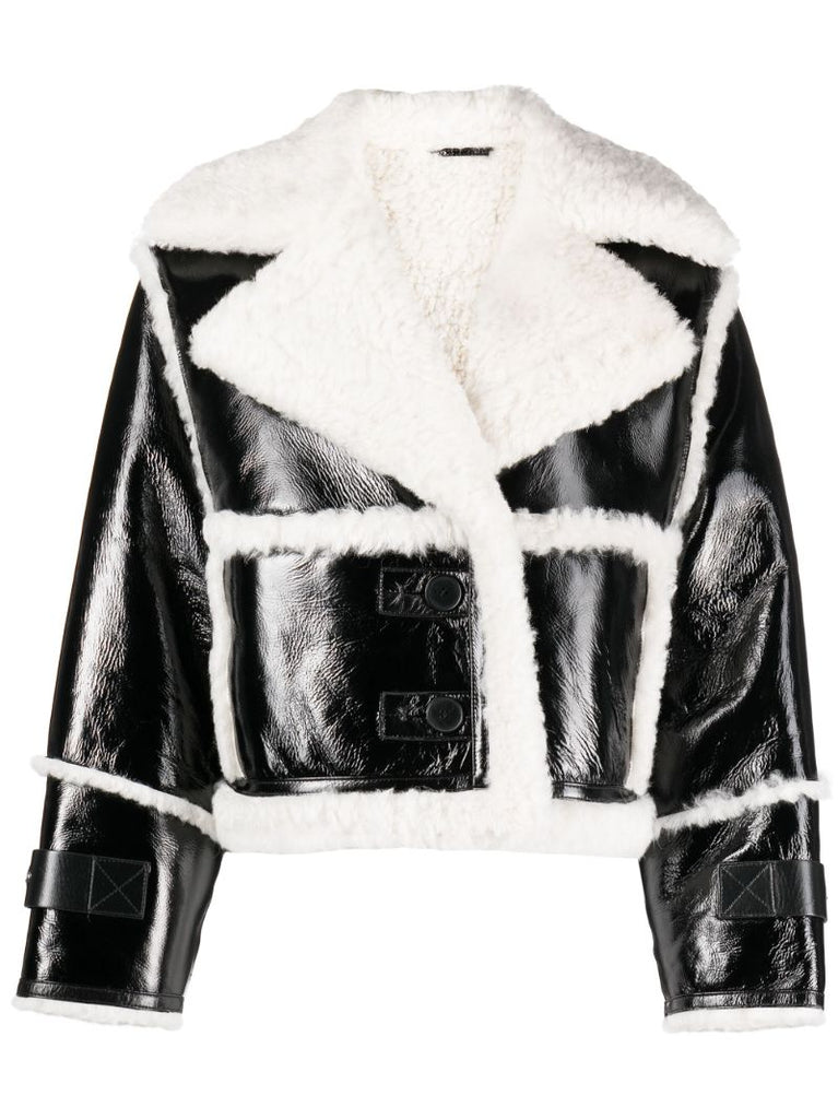 Black Reva Cropped Shearling Jacket
