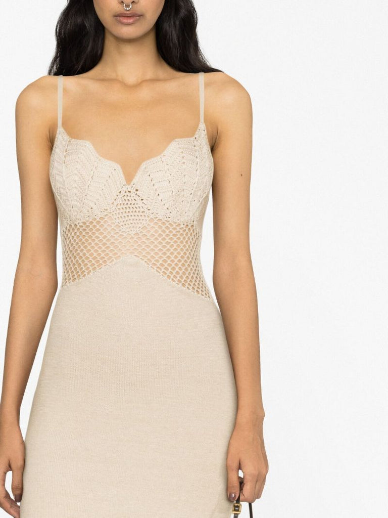Neutral Tara Cotton Crochet Maxi Dress
