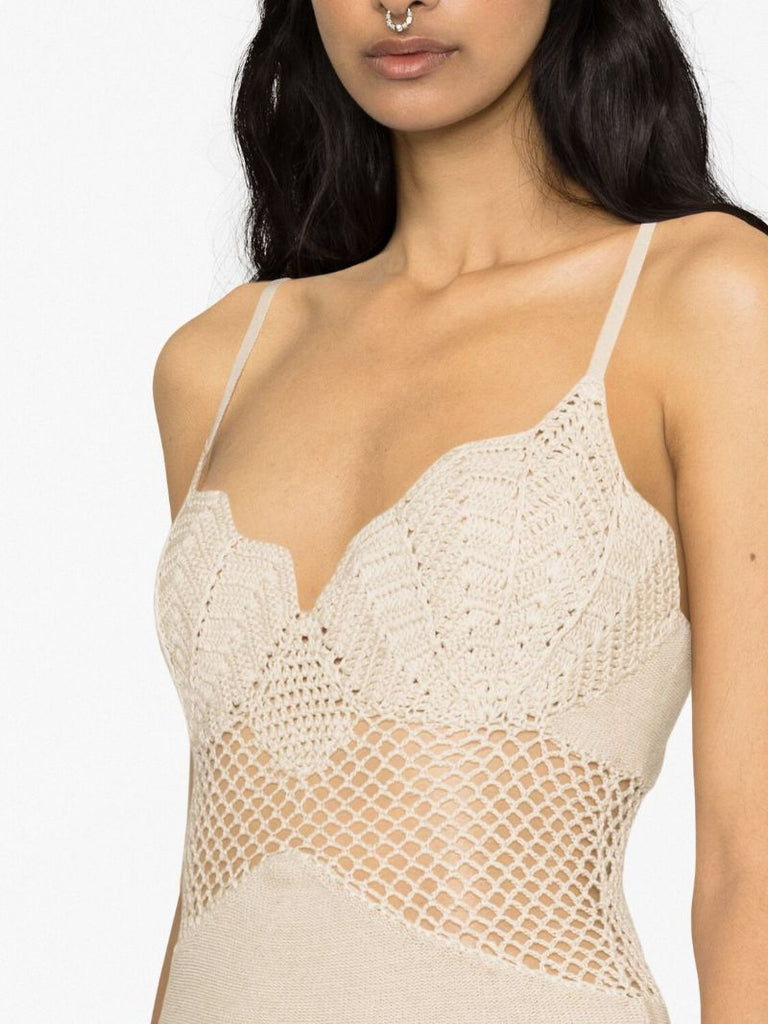 Neutral Tara Cotton Crochet Maxi Dress