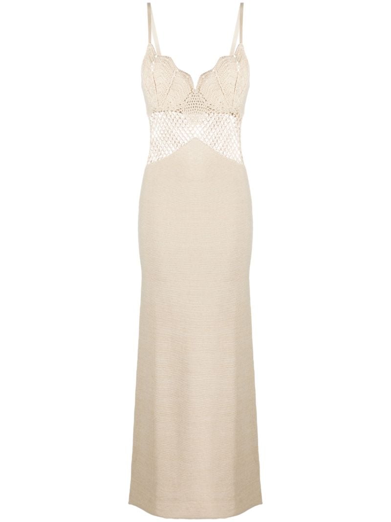 Neutral Tara Cotton Crochet Maxi Dress