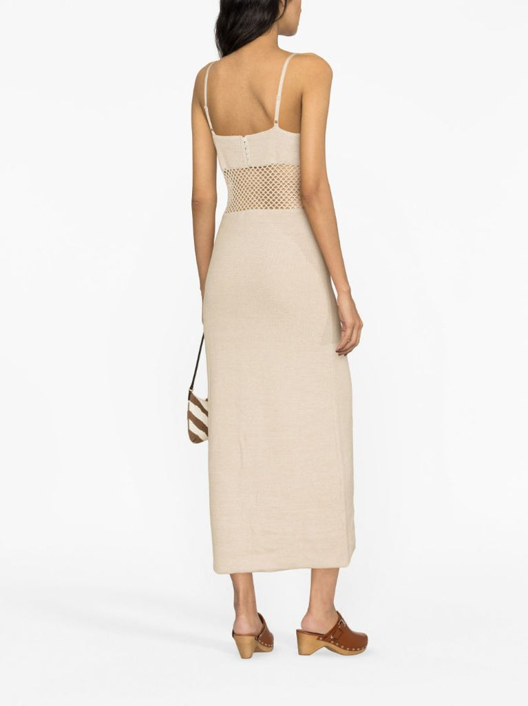 Neutral Tara Cotton Crochet Maxi Dress